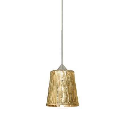 Besa Lighting Besa Pendant Nico 4 Satin Nickel Stone Gold Foil 1x5W LED 1XC-5125GF-LED-SN
